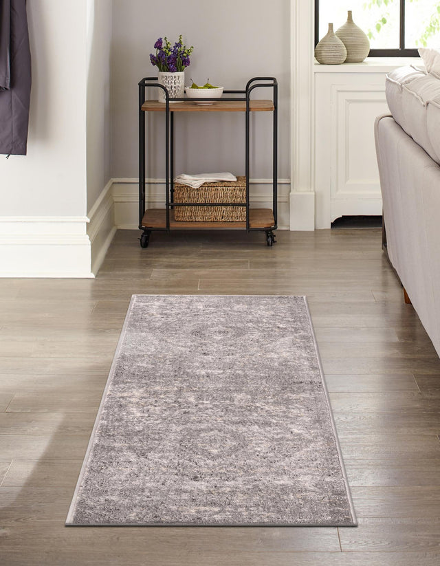 Gray 2' x 8' Portland Runner Area Rug 85% Polypropylene & 15% Polyester Vintage Distressed Traditional Carpet for Home Decor for Sale at Rug Engine