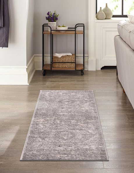 Gray 2' x 6' 1 Portland Runner Area Rug 85% Polypropylene & 15% Polyester Vintage Distressed Traditional Carpet for Home Decor for Sale at Rug Engine