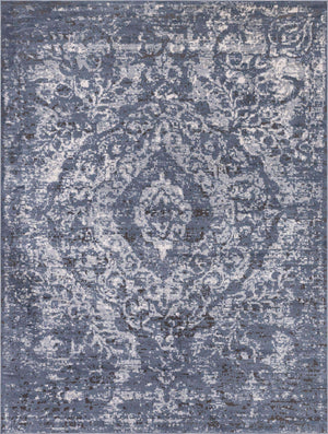Blue 9' x 12' Portland Rectangle Area Rug 85% Polypropylene & 15% Polyester Vintage Distressed Traditional Carpet for Home Decor for Sale at Rug Engine