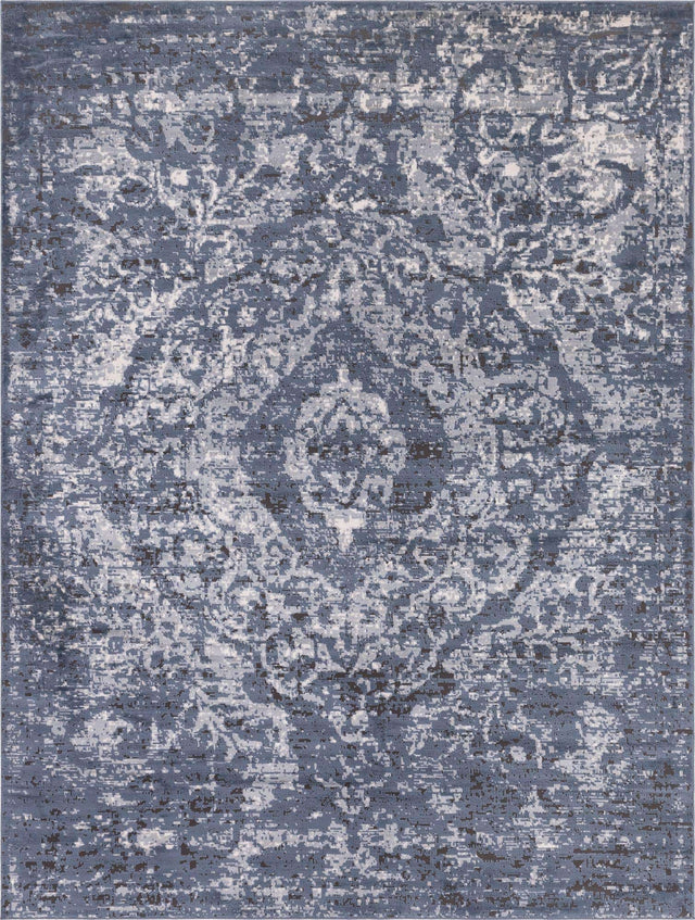 Blue 9' x 12' Portland Rectangle Area Rug 85% Polypropylene & 15% Polyester Vintage Distressed Traditional Carpet for Home Decor for Sale at Rug Engine