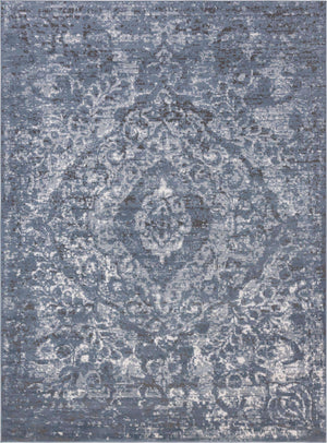 Blue 7' 10 x 11' Portland Rectangle Area Rug 85% Polypropylene & 15% Polyester Vintage Distressed Traditional Carpet for Home Decor for Sale at Rug Engine