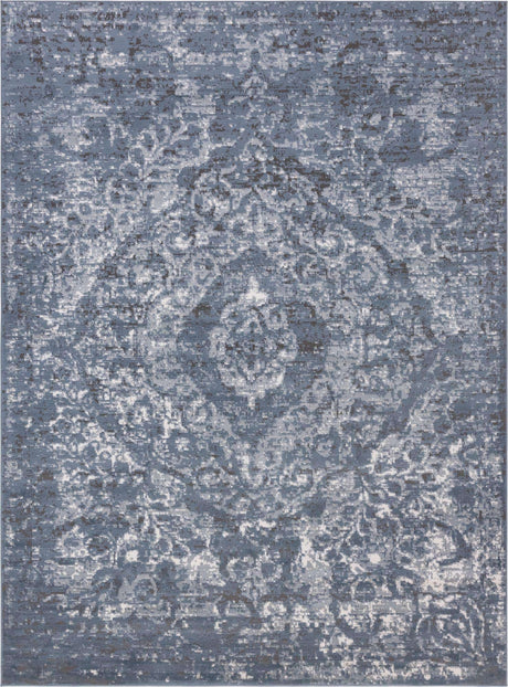 Blue 7' 10 x 11' Portland Rectangle Area Rug 85% Polypropylene & 15% Polyester Vintage Distressed Traditional Carpet for Home Decor for Sale at Rug Engine