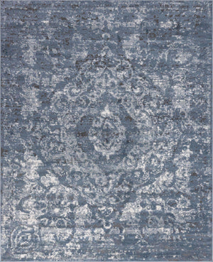 Blue 7' 10 x 10' Portland Rectangle Area Rug 85% Polypropylene & 15% Polyester Vintage Distressed Traditional Carpet for Home Decor for Sale at Rug Engine