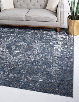 Blue 5' 3 x 5' 3 Portland Square Area Rug 85% Polypropylene & 15% Polyester Vintage Distressed Traditional Carpet for Home Decor for Sale at Rug Engine