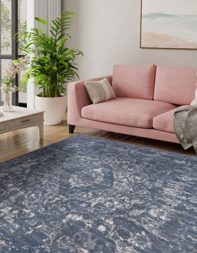 Blue 5' 3 x 5' 3 Portland Square Area Rug 85% Polypropylene & 15% Polyester Vintage Distressed Traditional Carpet for Home Decor for Sale at Rug Engine