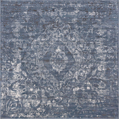 Blue 7' 10 x 7' 10 Portland Square Area Rug 85% Polypropylene & 15% Polyester Vintage Distressed Traditional Carpet for Home Decor for Sale at Rug Engine