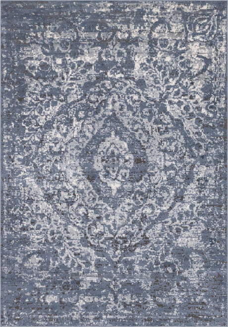 Blue 7' 1 x 10' Portland Rectangle Area Rug 85% Polypropylene & 15% Polyester Vintage Distressed Traditional Carpet for Home Decor for Sale at Rug Engine