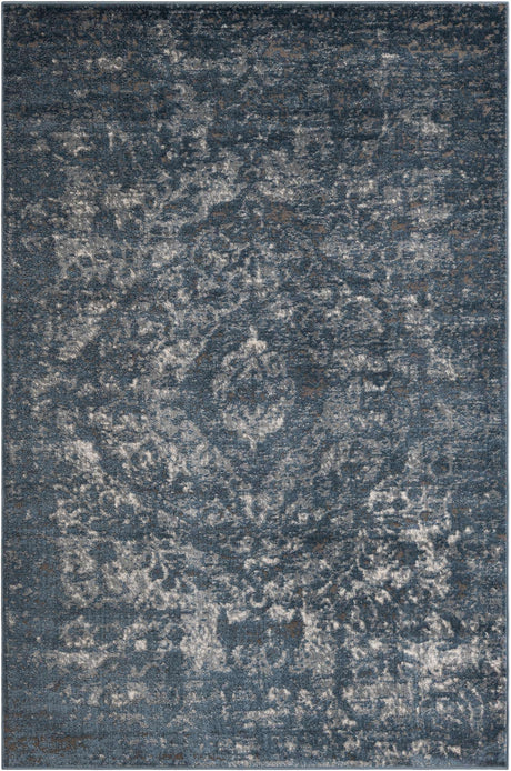 Blue 6' 1 x 9' Portland Rectangle Area Rug 85% Polypropylene & 15% Polyester Vintage Distressed Traditional Carpet for Home Decor for Sale at Rug Engine