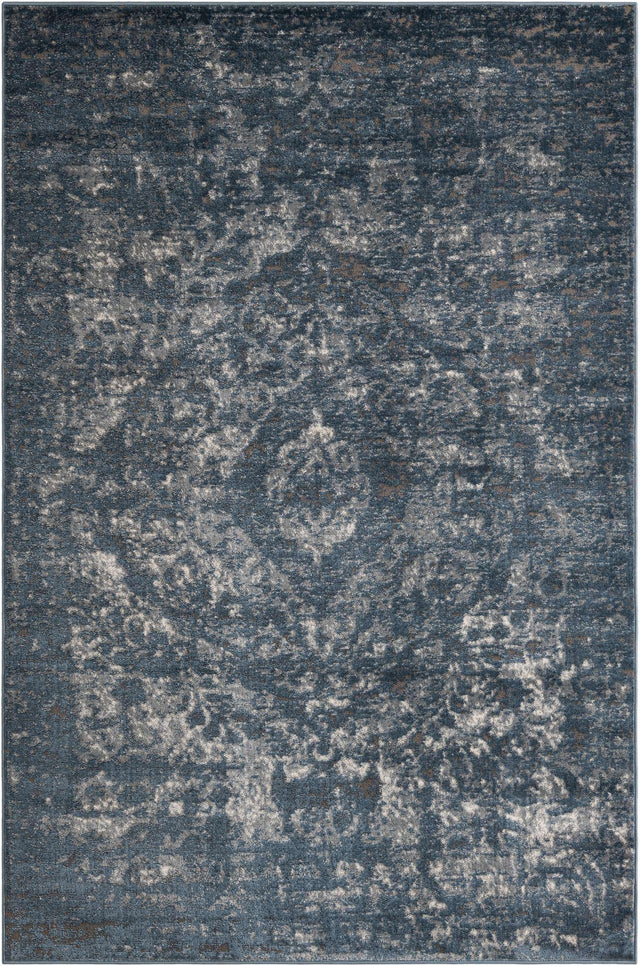 Blue 6' 1 x 9' Portland Rectangle Area Rug 85% Polypropylene & 15% Polyester Vintage Distressed Traditional Carpet for Home Decor for Sale at Rug Engine