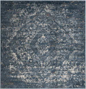 Blue 6' 1 x 6' 1 Portland Square Area Rug 85% Polypropylene & 15% Polyester Vintage Distressed Traditional Carpet for Home Decor for Sale at Rug Engine