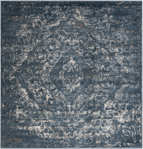 Blue 6' 1 x 6' 1 Portland Square Area Rug 85% Polypropylene & 15% Polyester Vintage Distressed Traditional Carpet for Home Decor for Sale at Rug Engine