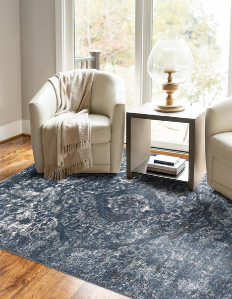 Blue 10' x 14' 1 Portland Rectangle Area Rug 85% Polypropylene & 15% Polyester Vintage Distressed Traditional Carpet for Home Decor for Sale at Rug Engine