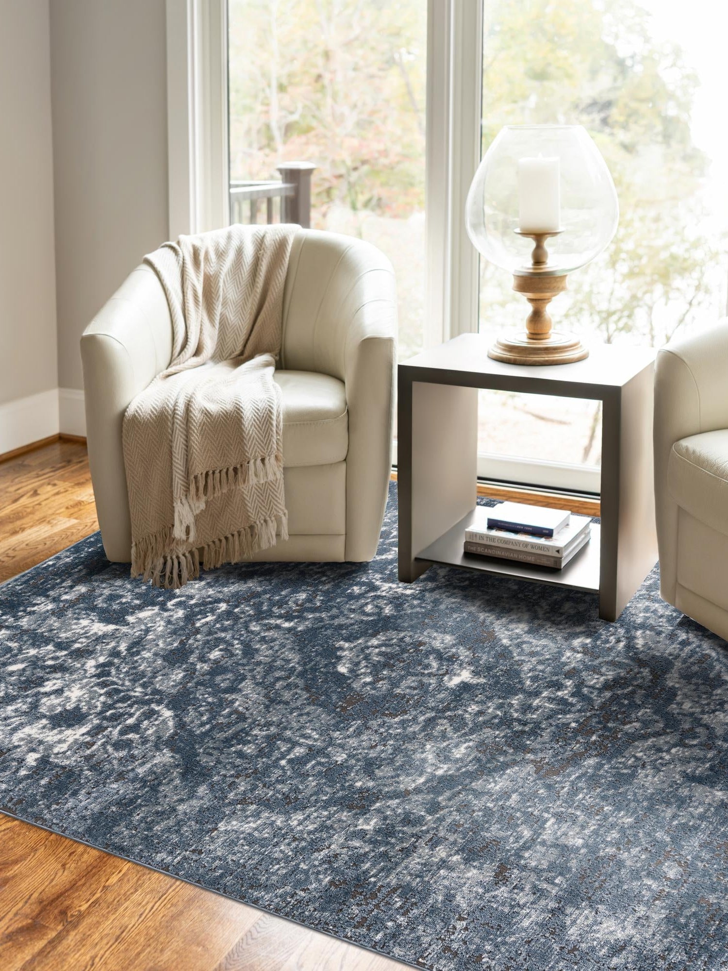 Blue 4' 1 x 6' 1 Portland Rectangle Area Rug 85% Polypropylene & 15% Polyester Vintage Distressed Traditional Carpet for Home Decor for Sale at Rug Engine