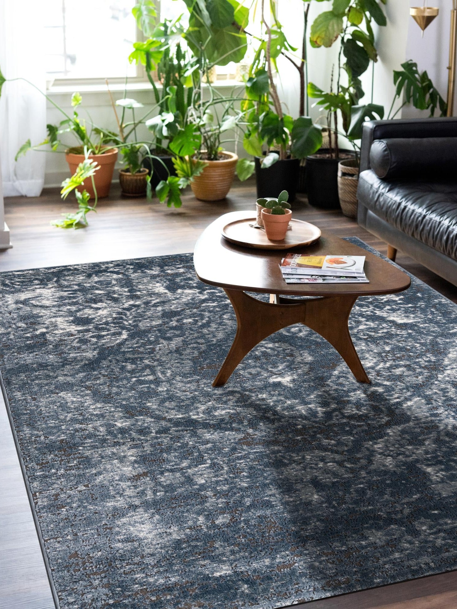 Blue 4' 1 x 6' 1 Portland Rectangle Area Rug 85% Polypropylene & 15% Polyester Vintage Distressed Traditional Carpet for Home Decor for Sale at Rug Engine