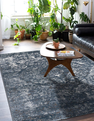 Blue 4' 1 x 6' 1 Portland Rectangle Area Rug 85% Polypropylene & 15% Polyester Vintage Distressed Traditional Carpet for Home Decor for Sale at Rug Engine