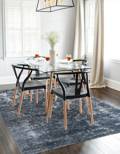 Blue 10' x 14' 1 Portland Rectangle Area Rug 85% Polypropylene & 15% Polyester Vintage Distressed Traditional Carpet for Home Decor for Sale at Rug Engine