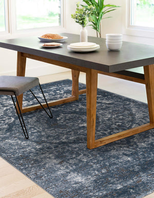 Blue 4' 1 x 6' 1 Portland Rectangle Area Rug 85% Polypropylene & 15% Polyester Vintage Distressed Traditional Carpet for Home Decor for Sale at Rug Engine