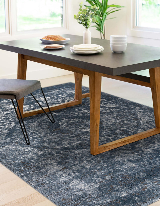 Blue 4' 1 x 6' 1 Portland Rectangle Area Rug 85% Polypropylene & 15% Polyester Vintage Distressed Traditional Carpet for Home Decor for Sale at Rug Engine