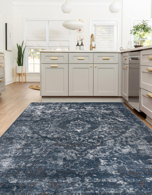 Blue 10' x 14' 1 Portland Rectangle Area Rug 85% Polypropylene & 15% Polyester Vintage Distressed Traditional Carpet for Home Decor for Sale at Rug Engine