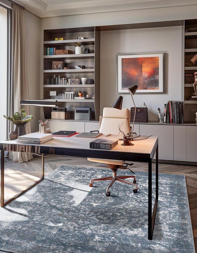 Blue 4' 1 x 6' 1 Portland Rectangle Area Rug 85% Polypropylene & 15% Polyester Vintage Distressed Traditional Carpet for Home Decor for Sale at Rug Engine