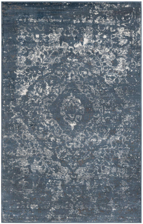 Blue 5' 3 x 8' Portland Rectangle Area Rug 85% Polypropylene & 15% Polyester Vintage Distressed Traditional Carpet for Home Decor for Sale at Rug Engine