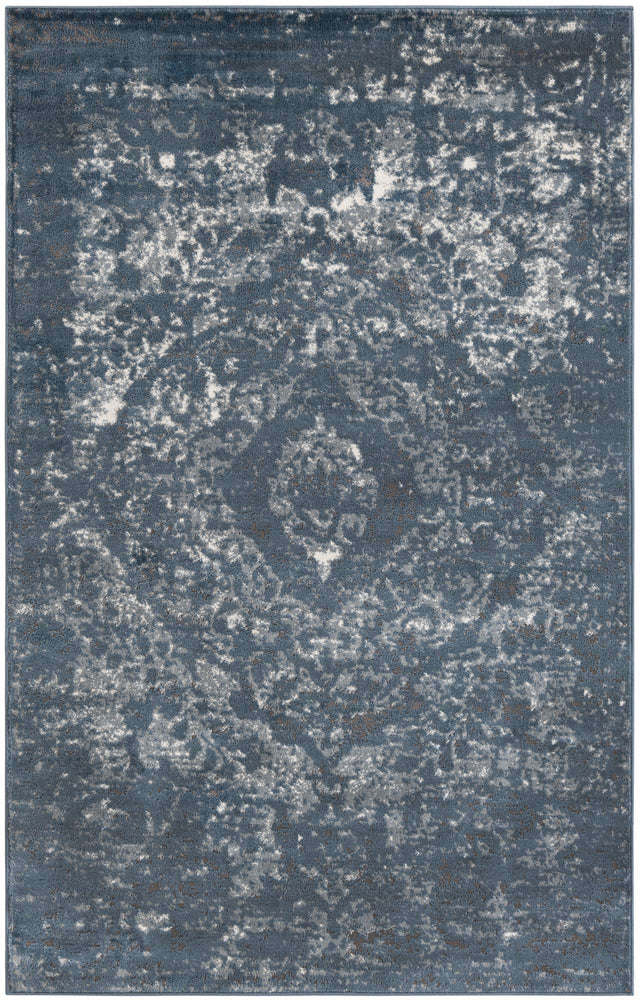 Blue 5' 3 x 8' Portland Rectangle Area Rug 85% Polypropylene & 15% Polyester Vintage Distressed Traditional Carpet for Home Decor for Sale at Rug Engine