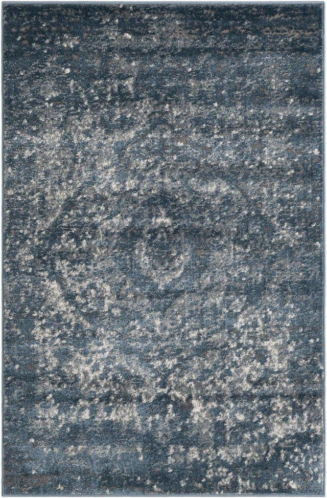 Blue 4' 1 x 6' 1 Portland Rectangle Area Rug 85% Polypropylene & 15% Polyester Vintage Distressed Traditional Carpet for Home Decor for Sale at Rug Engine