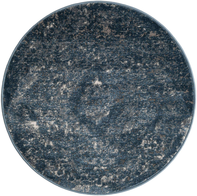 Blue 3' 1 x 3' 1 Portland Round Area Rug 85% Polypropylene & 15% Polyester Vintage Distressed Traditional Carpet for Home Decor for Sale at Rug Engine