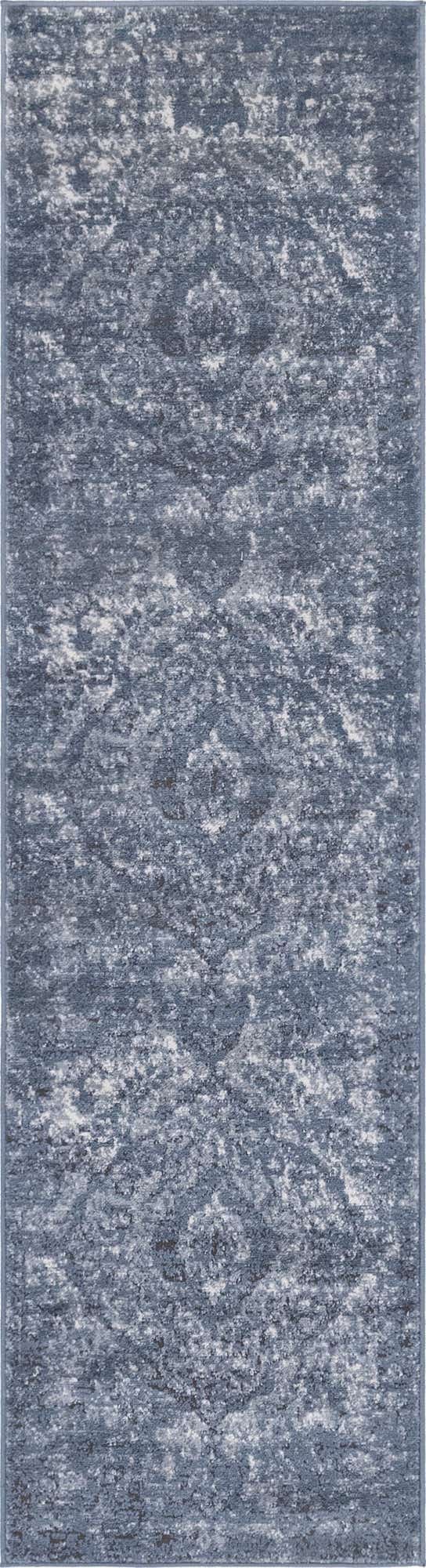 Blue 2' x 8' Portland Runner Area Rug 85% Polypropylene & 15% Polyester Vintage Distressed Traditional Carpet for Home Decor for Sale at Rug Engine