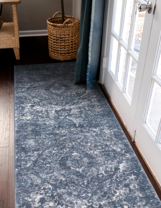 Blue 2' x 8' Portland Runner Area Rug 85% Polypropylene & 15% Polyester Vintage Distressed Traditional Carpet for Home Decor for Sale at Rug Engine