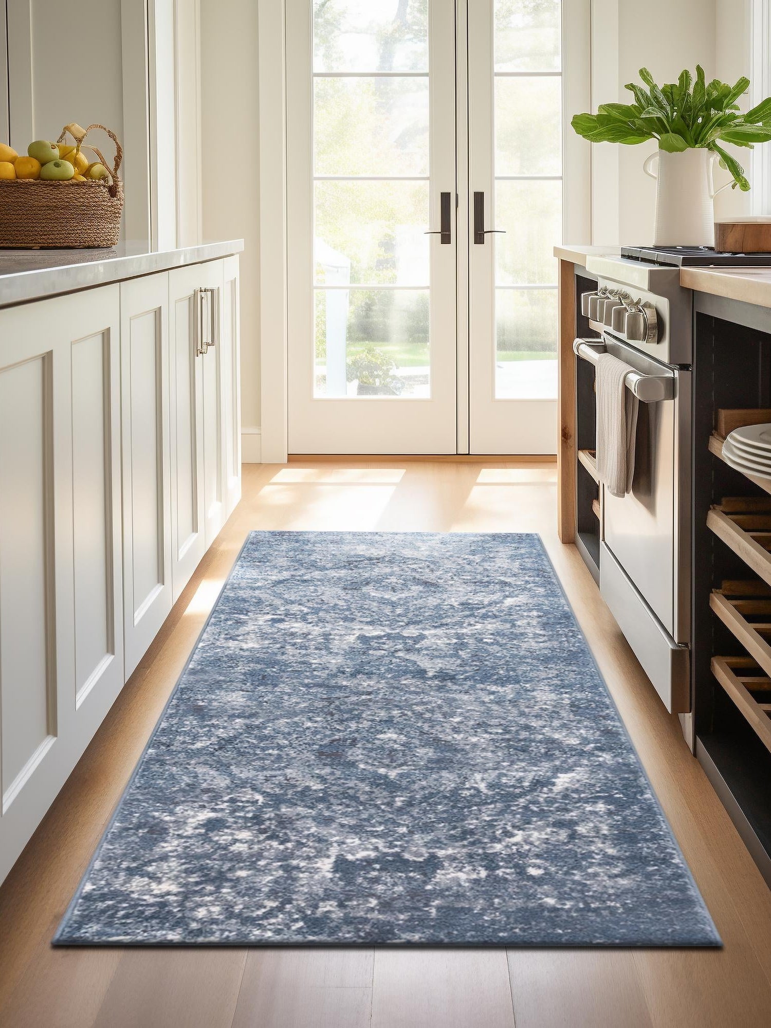 Blue 2' x 6' 1 Portland Runner Area Rug 85% Polypropylene & 15% Polyester Vintage Distressed Traditional Carpet for Home Decor for Sale at Rug Engine