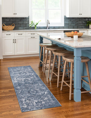 Blue 2' x 8' Portland Runner Area Rug 85% Polypropylene & 15% Polyester Vintage Distressed Traditional Carpet for Home Decor for Sale at Rug Engine