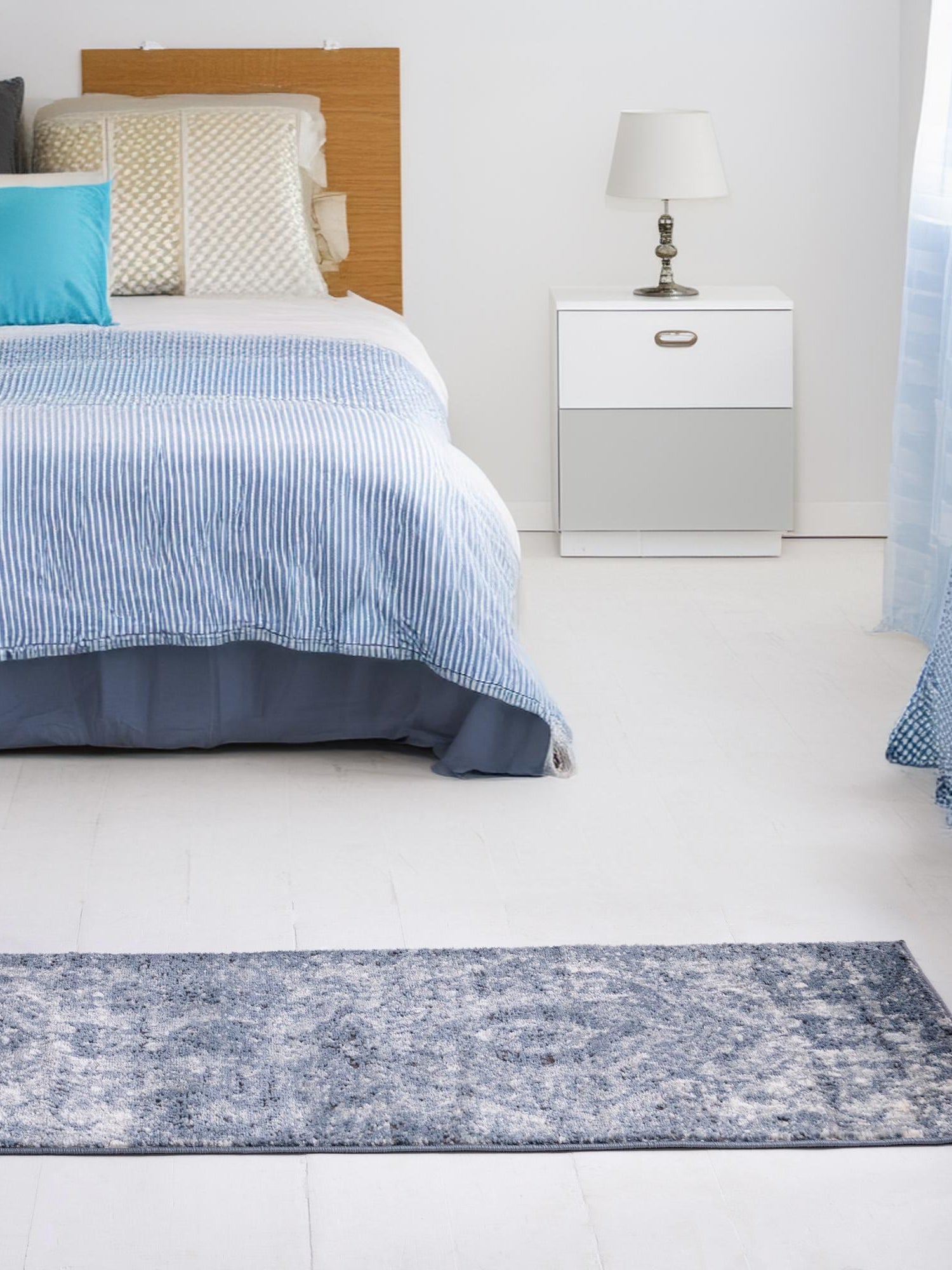 Blue 2' x 6' 1 Portland Runner Area Rug 85% Polypropylene & 15% Polyester Vintage Distressed Traditional Carpet for Home Decor for Sale at Rug Engine