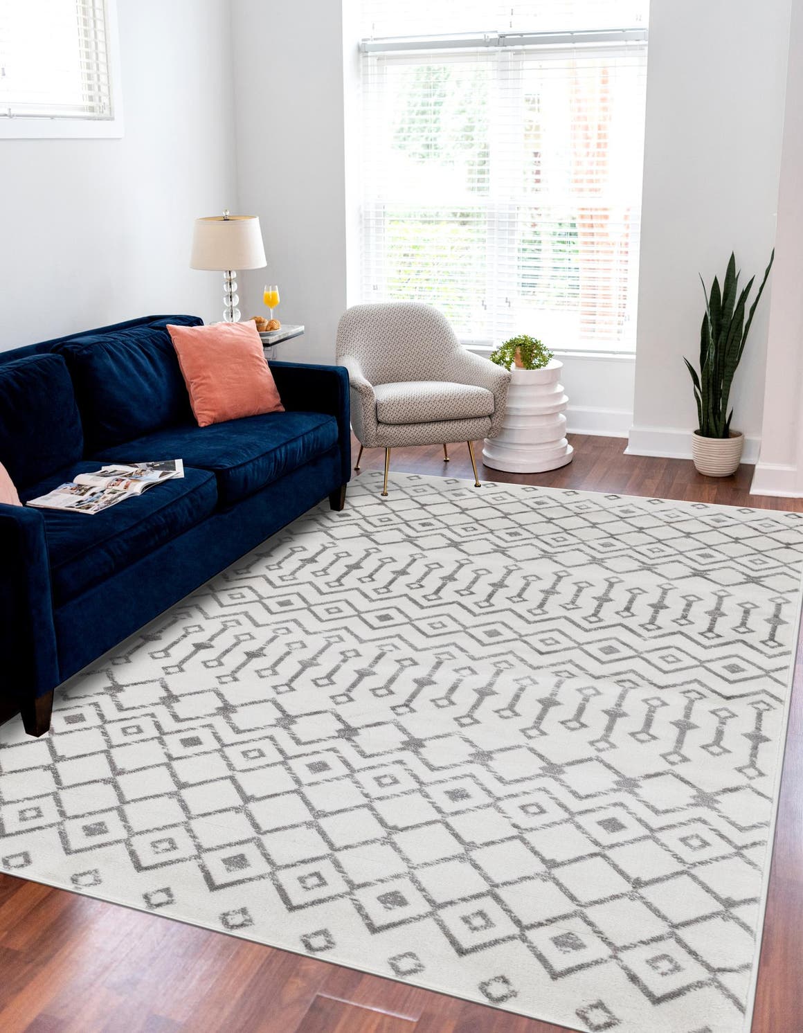 Ivory 7' 10 x 11' Moroccan Trellis Rectangle Area Rug 100% Polypropylene Easy Clean Geometric Traditional Carpet for Interior Design Home Decor for Sale at Rug Engine