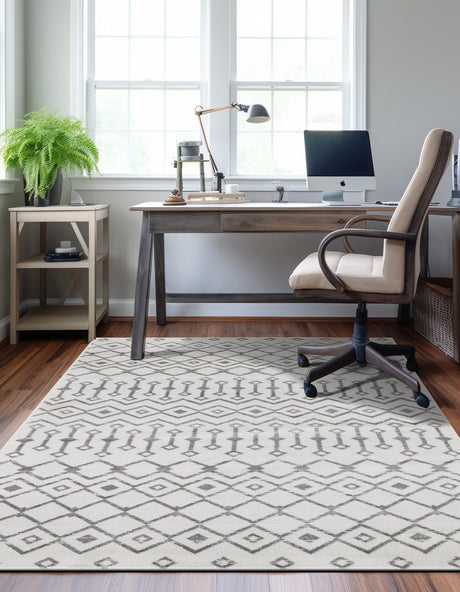 Ivory 10' x 13' 1 Moroccan Trellis Rectangle Area Rug 100% Polypropylene Easy Clean Geometric Traditional Carpet for Interior Design Home Decor for Sale at Rug Engine