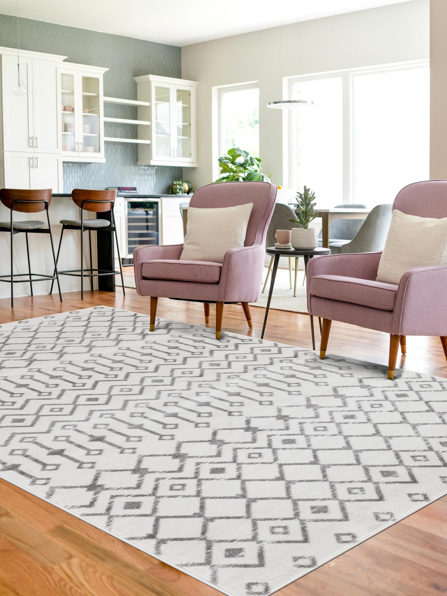 Ivory 9' x 12' Moroccan Trellis Rectangle Area Rug 100% Polypropylene Easy Clean Geometric Traditional Carpet for Interior Design Home Decor for Sale at Rug Engine