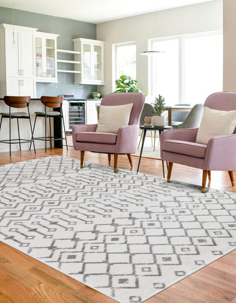 Ivory 6' 1 x 9' Moroccan Trellis Rectangle Area Rug 100% Polypropylene Easy Clean Geometric Traditional Carpet for Interior Design Home Decor for Sale at Rug Engine
