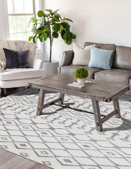 Ivory 7' 10 x 11' Moroccan Trellis Rectangle Area Rug 100% Polypropylene Easy Clean Geometric Traditional Carpet for Interior Design Home Decor for Sale at Rug Engine