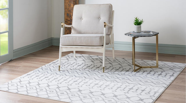 Ivory 7' 10 x 7' 10 Moroccan Trellis Square Area Rug