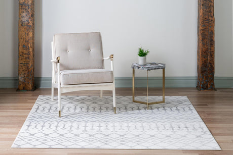 Ivory 6' 1 x 6' 1 Moroccan Trellis Square Area Rug 100% Polypropylene Easy Clean Geometric Traditional Carpet for Interior Design Home Decor for Sale at Rug Engine