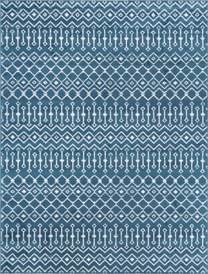 Blue 9' x 12' Moroccan Trellis Rectangle Area Rug