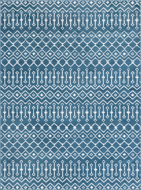 Blue 8' x 11' Moroccan Trellis Rectangle Rug