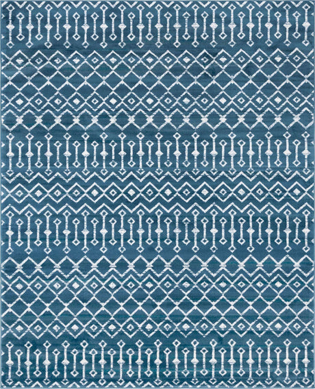 Blue 8' x 10' Moroccan Trellis Rectangle Rug