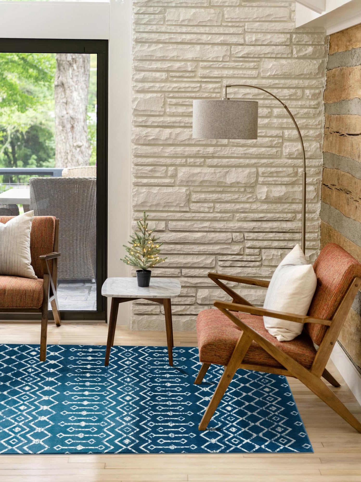 Blue 7' 10 x 11' Moroccan Trellis Rectangle Area Rug 100% Polypropylene Easy Clean Geometric Traditional Carpet for Interior Design Home Decor for Sale at Rug Engine