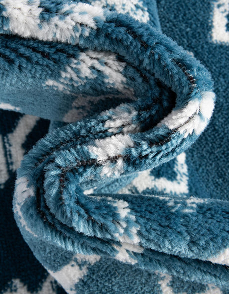 Blue 9' x 12' Moroccan Trellis Rectangle Area Rug 100% Polypropylene Easy Clean Geometric Traditional Carpet for Interior Design Home Decor for Sale at Rug Engine