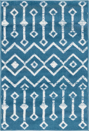 Blue 2' x 3' 1 Moroccan Trellis Rectangle Area Rug