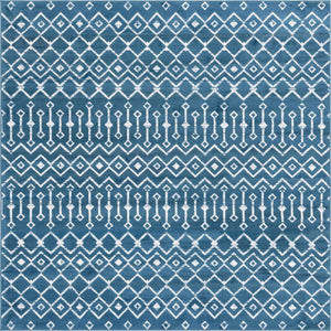 Blue 7' 10 x 7' 10 Moroccan Trellis Square Area Rug