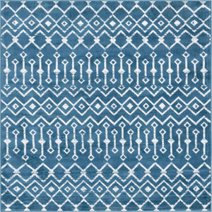 Blue 6' 1 x 6' 1 Moroccan Trellis Square Area Rug