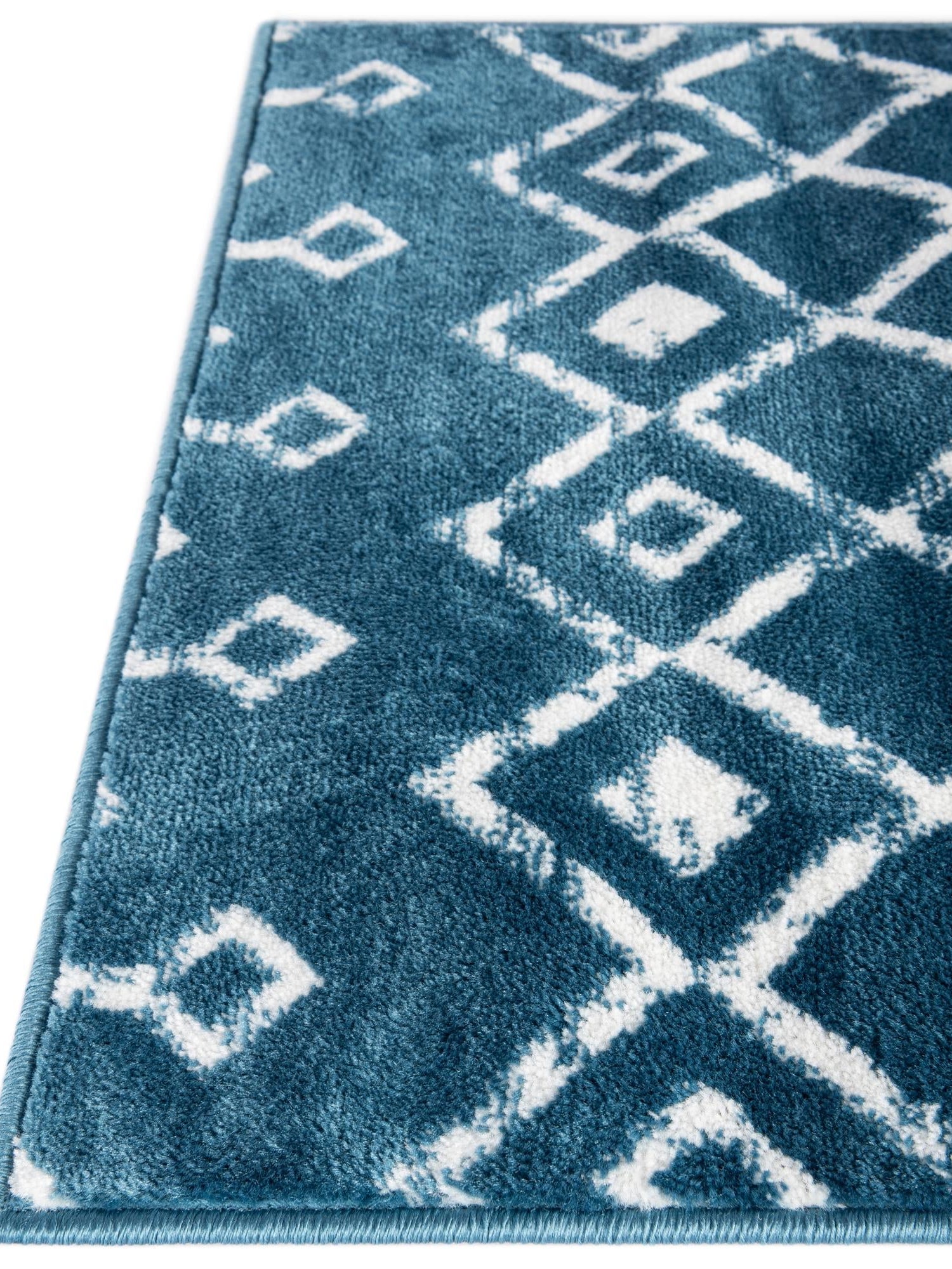 Blue 2' 6 x 8' 2 Moroccan Trellis Runner Area Rug 100% Polypropylene Easy Clean Geometric Traditional Carpet for Interior Design Home Decor for Sale at Rug Engine