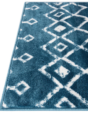 Blue 2' 6 x 8' 2 Moroccan Trellis Runner Rug